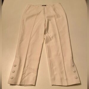 $790 Lela Rose Wool Crepe Button Placket Pant Cream Size 12
